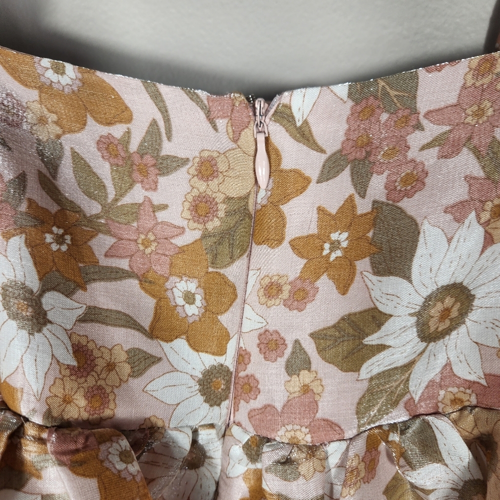 Storia Grace Floral Print Puff Sleeve Babydoll Mini Dress Size Small - Picture 10 of 11